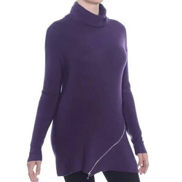 Bar III Purple Zipper Front Long Sleeve Turtleneck - XS - Picture 1 of 6